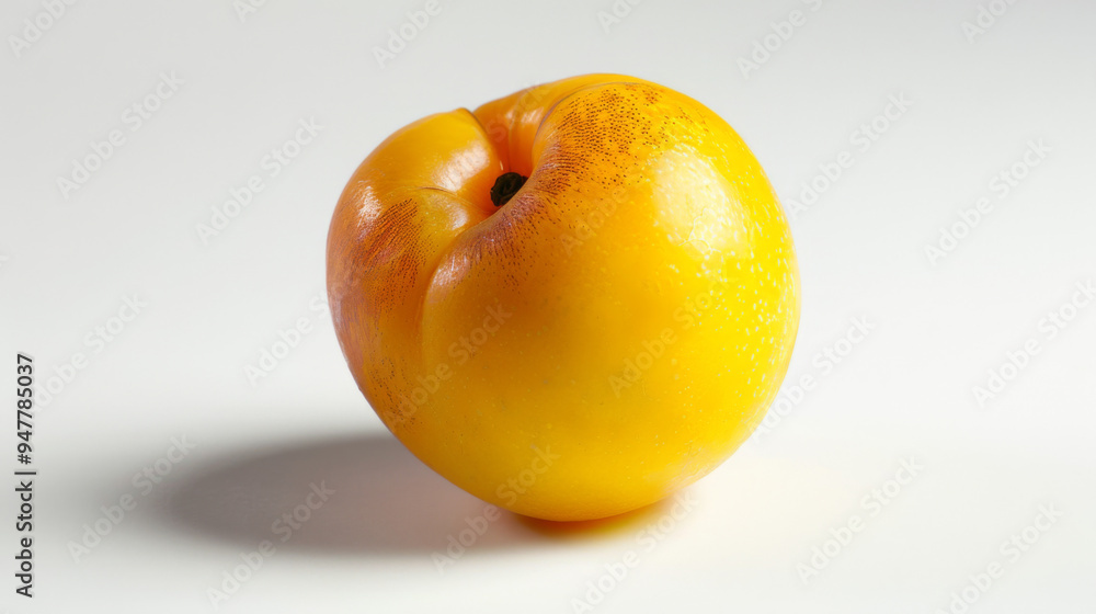 A whole yellow nectarine isolated on a white background A whole yellow nectarine isolated on a white background