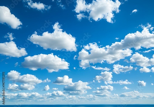 clear blue sky with white clouds, viewed from above