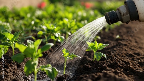 Smart irrigation system conserving water in a sustainable garden