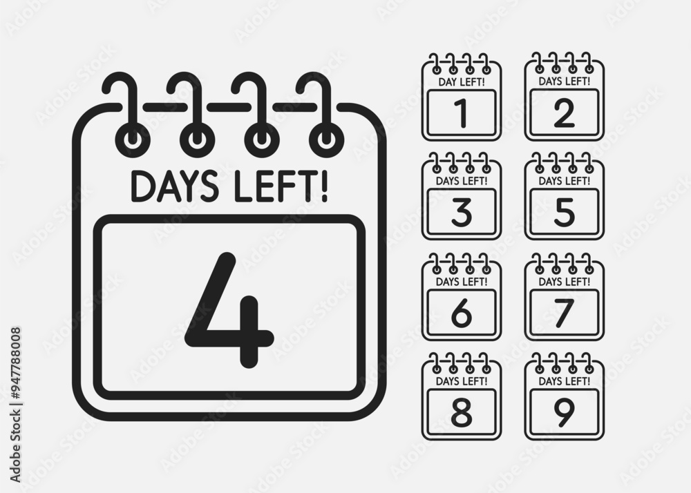 Countdown daily page calendar icon - 4 day left Countdown daily page calendar icon - 4 day left