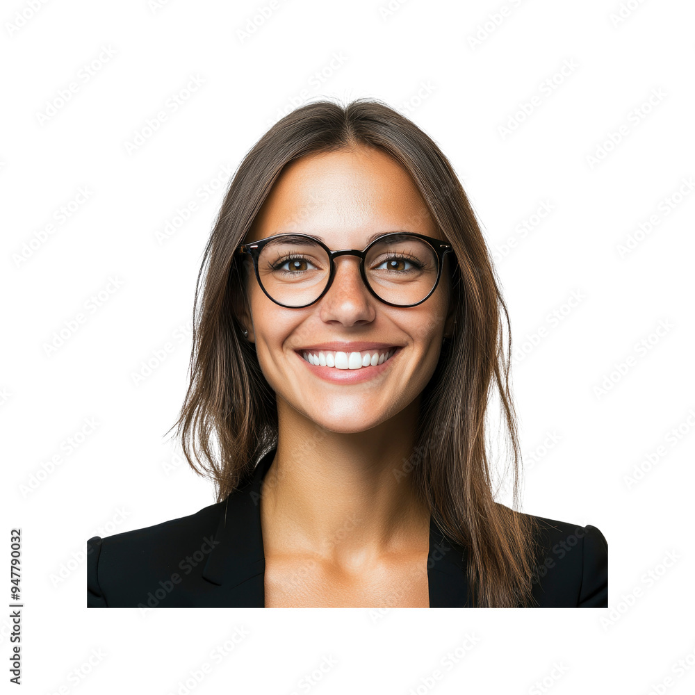 Confident Businesswoman with Glasses Smiling Confident Businesswoman with Glasses Smiling