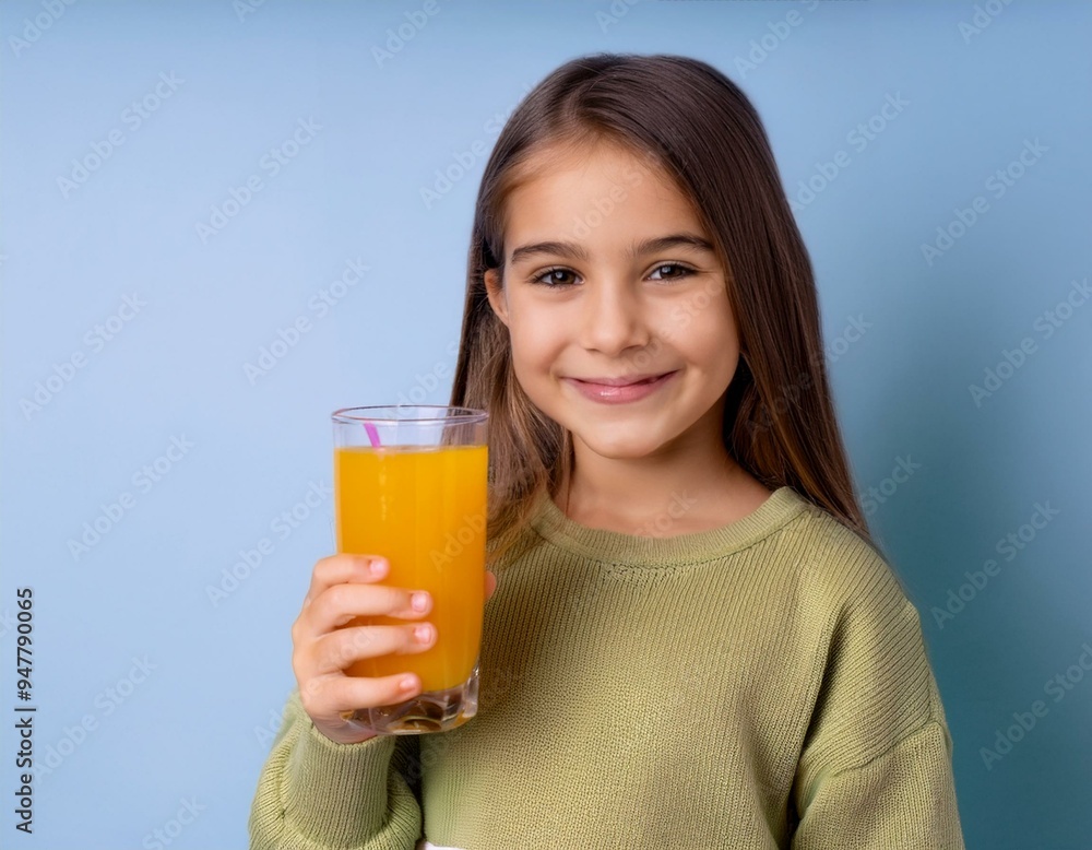 A YOUNG GIRL POSING HAPPILY WITH A GLASS OF FRESH JUICE. ai generated A YOUNG GIRL POSING HAPPILY WITH A GLASS OF FRESH JUICE. ai generated