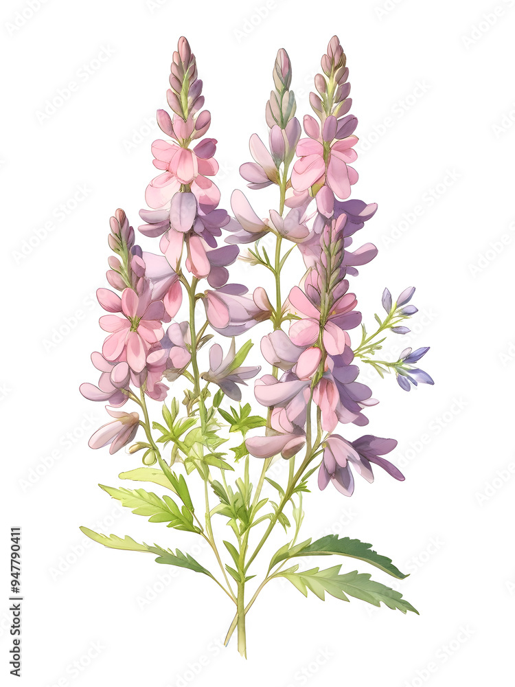 Obraz premium Goats Rue Watercolor Flower Plant Nature Art 