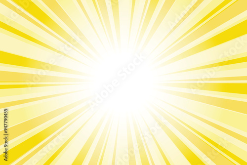 Abstract jasmine yellow sun rays background. Light yellow sunburst background with glowing light rays. Bright rays background for summer themes, energy concepts and vibrant designs.