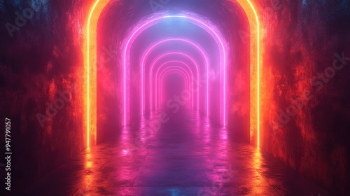 3d render abstract backgroun3d empty room with bright neon rays an3d glowing lines colorful spectrum