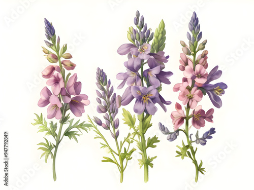 Wallpaper Mural Goats Rue Watercolor Flower Plant Nature Art  Torontodigital.ca