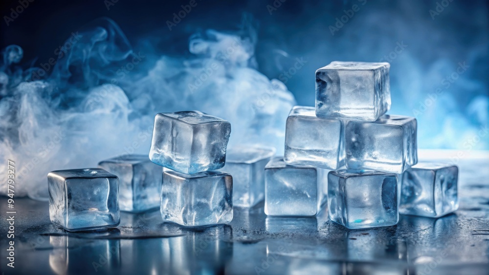 Close-up shot of dry ice cubes , fog, chilling effect, sublimation, vapor, cold, misty, carbon dioxide, icy, solid, freezing Close-up shot of dry ice cubes , fog, chilling effect, sublimation, vapor, cold, misty, carbon dioxide, icy, solid, freezing