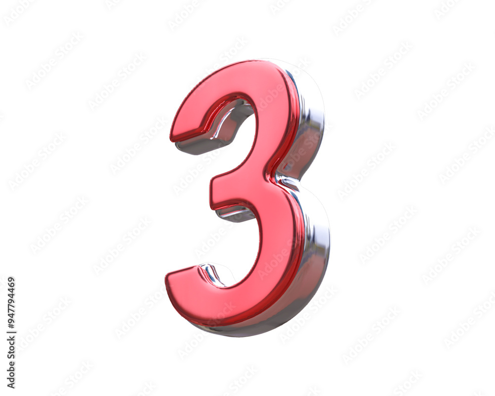 3d with metallic number 3 3d with metallic number 3