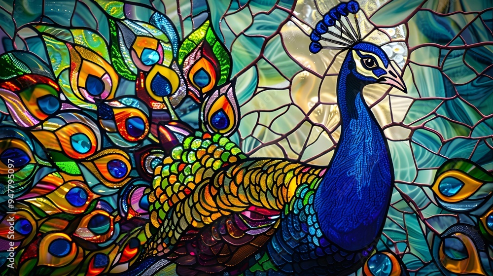 Fototapeta premium Peacock Stained Glass Window