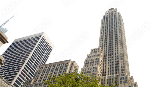 Canvas Print City skyscrapers buildings isolated on white transparent, high angle view, New Y