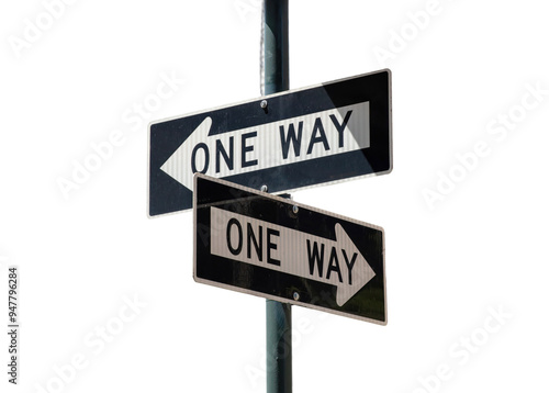 Wallpaper Mural One way signs on a post isolated on white transparent, New York city USA Torontodigital.ca