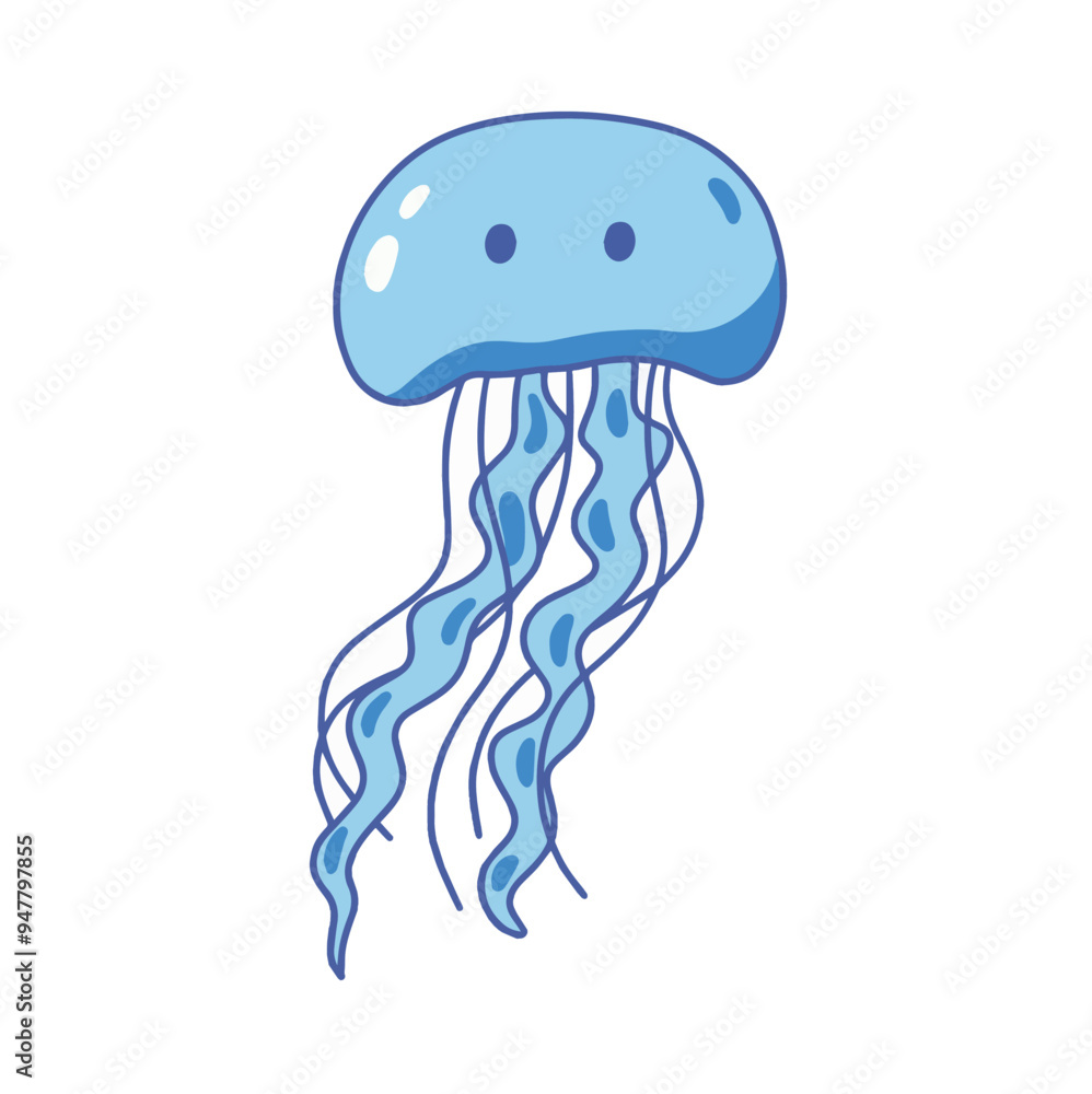 Fototapeta premium Vector illustration of a cute jellyfish is isolated on the white background