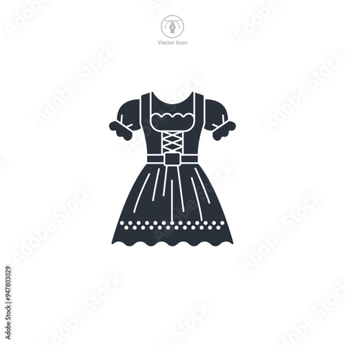 Dirndl Dress, Bavarian Woman icon symbol vector illustration isolated on white background