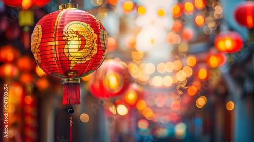 2025 Lunar New Year Festival: Vibrant Red Lanterns and Traditional Chinese Symbols