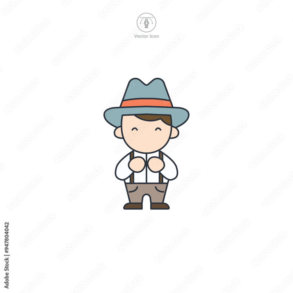 Bavarian Yodeler, Traditional costumes of Bavaria icon symbol vector illustration isolated on white background Bavarian Yodeler, Traditional costumes of Bavaria icon symbol vector illustration isolated on white background