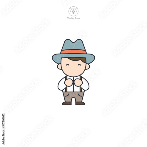 Bavarian Yodeler, Traditional costumes of Bavaria icon symbol vector illustration isolated on white background