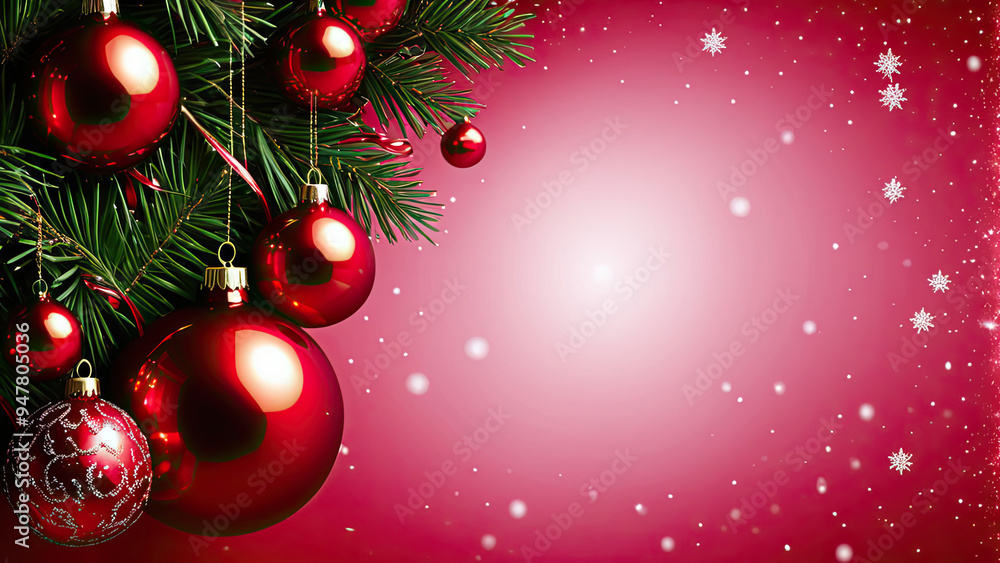 Red christmas background with christmas tree and balls Red christmas background with christmas tree and balls