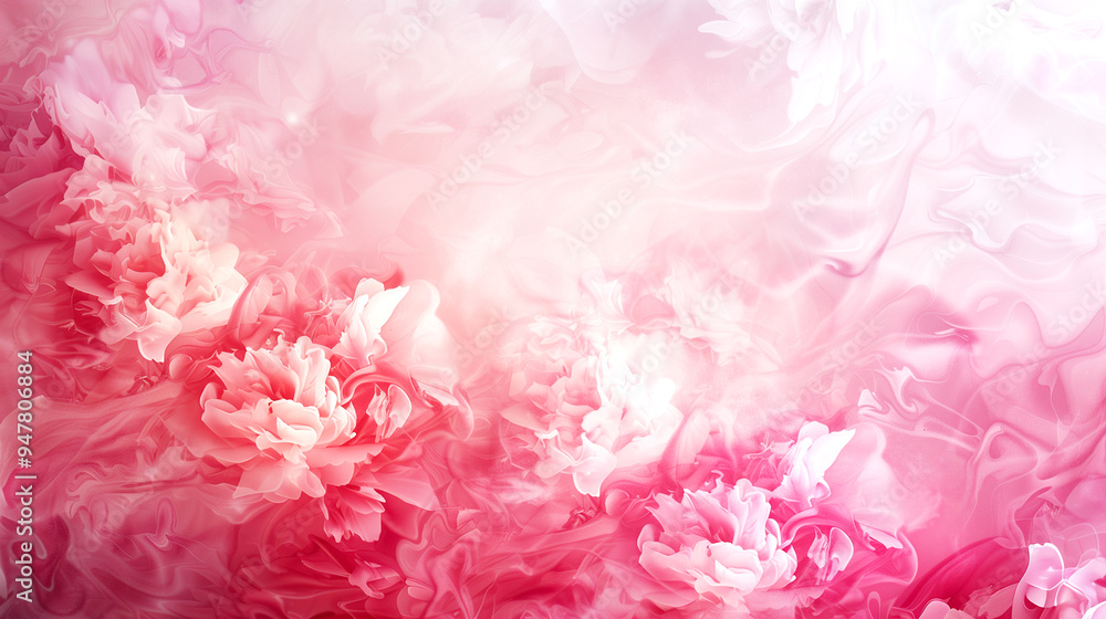 A pink background with flowers in the foreground A pink background with flowers in the foreground
