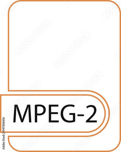 MPEG-2 File format icon black outline and light color