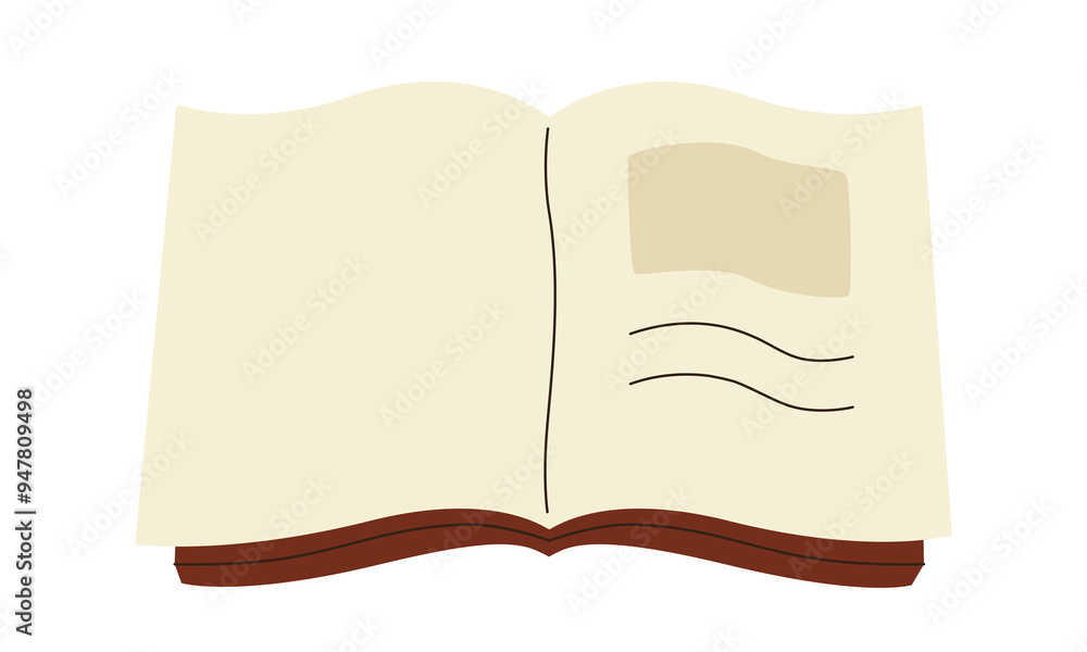 An open old book. Objects in linear flat style. An open old book. Objects in linear flat style.