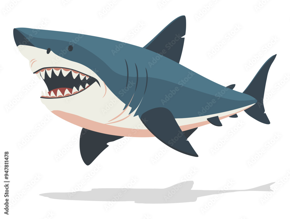 Fototapeta premium Shark Art. Flat Vector Illustration