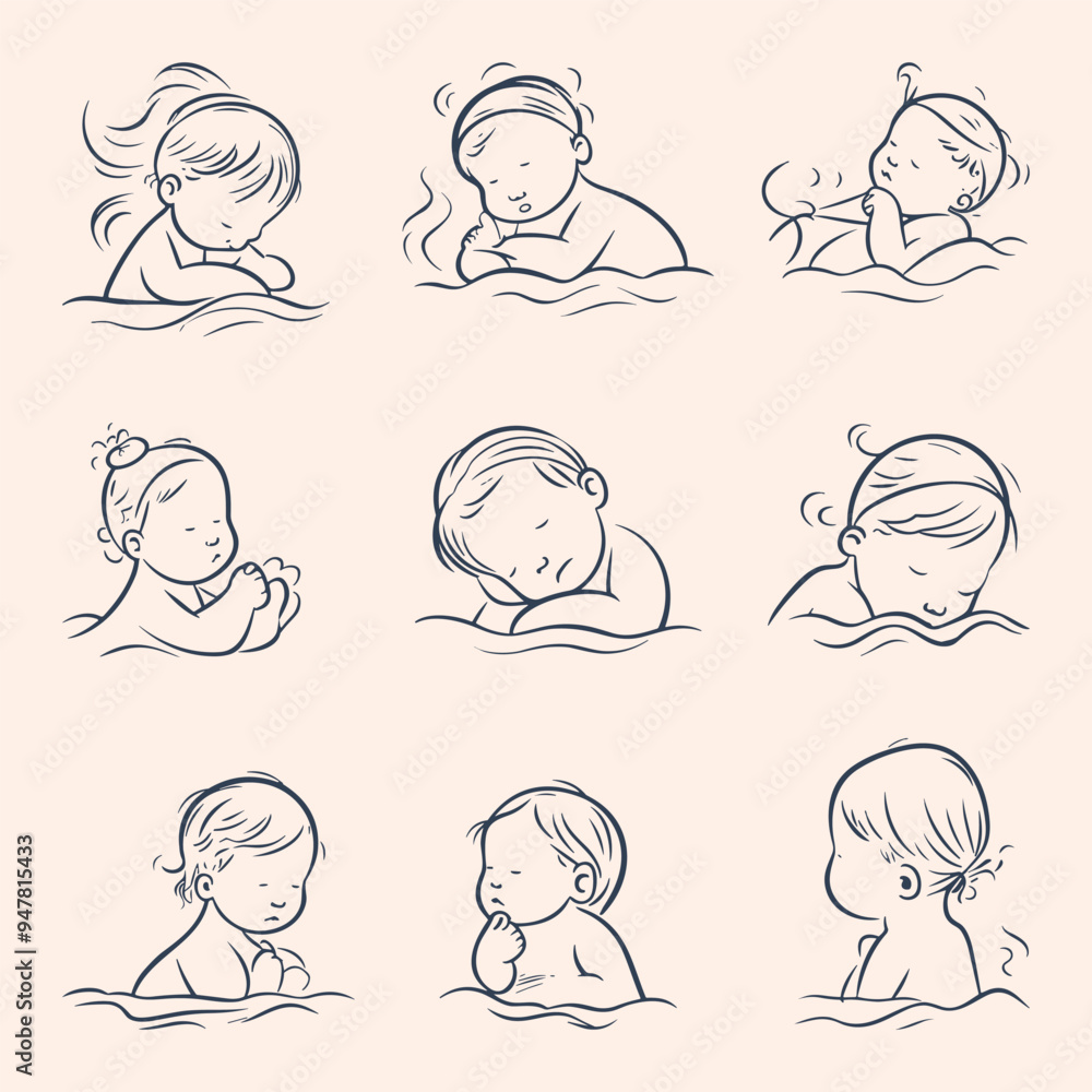 line art illustration of a baby line art illustration of a baby