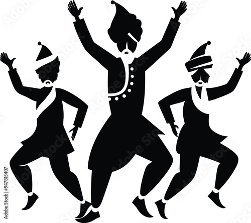 Sufi Man Dancing Dark Silhouette Shapes Vector Set