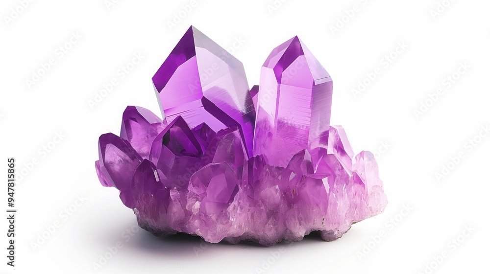 Purple quartz stone crystal cluster with sharp points and clear surfaces. The vibrant formation displays natural beauty and intricate detail, showcasing geological marvel Purple quartz stone crystal cluster with sharp points and clear surfaces. The vibrant formation displays natural beauty and intricate detail, showcasing geological marvel