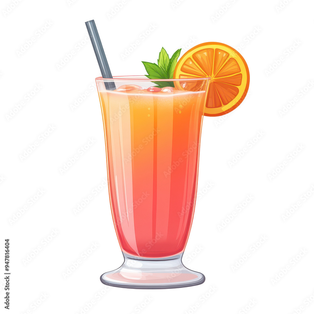 A refreshing cocktail served in a tall glass, featuring vibrant colors and garnished with orange and mint. Perfect for summer. A refreshing cocktail served in a tall glass, featuring vibrant colors and garnished with orange and mint. Perfect for summer.