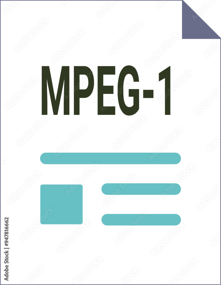 MPEG-1 with deep and minimal colors and folded icon