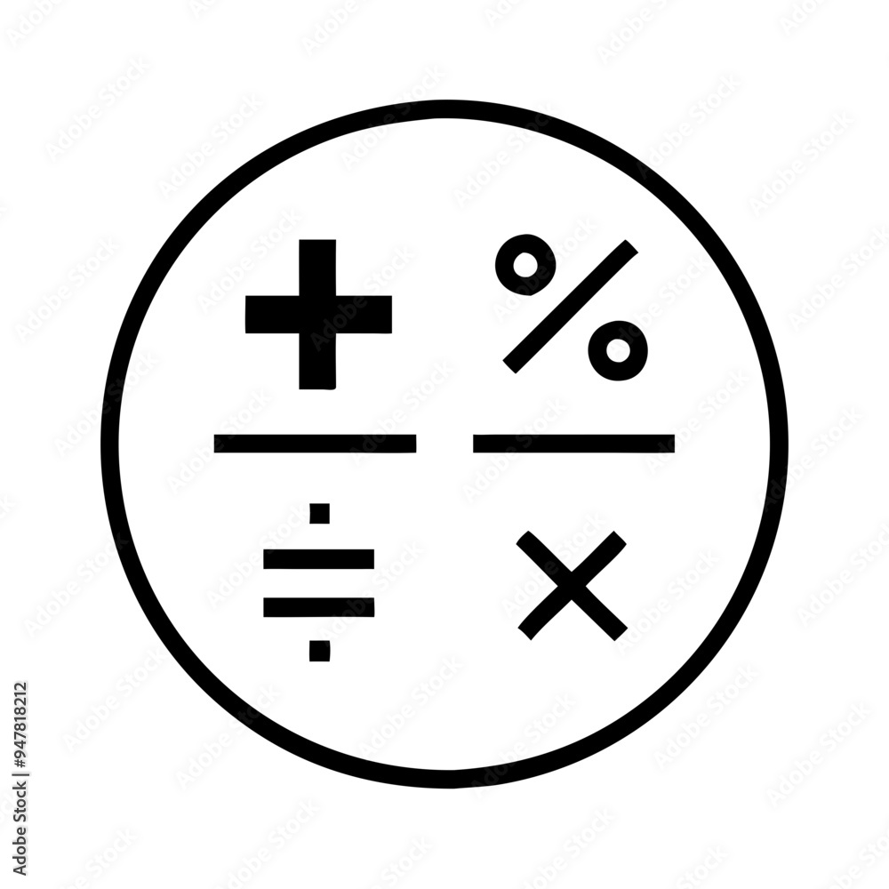 Math Symbols Icon in Flat Design, Calculation Concept Math Symbols Icon in Flat Design, Calculation Concept