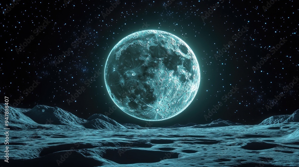 Cartoon rendering in 3D of a moon Cartoon rendering in 3D of a moon