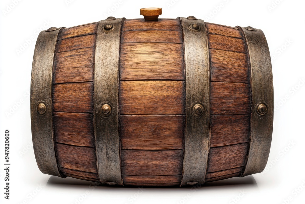 Traditional wooden beer barrel on white background Traditional wooden beer barrel on white background