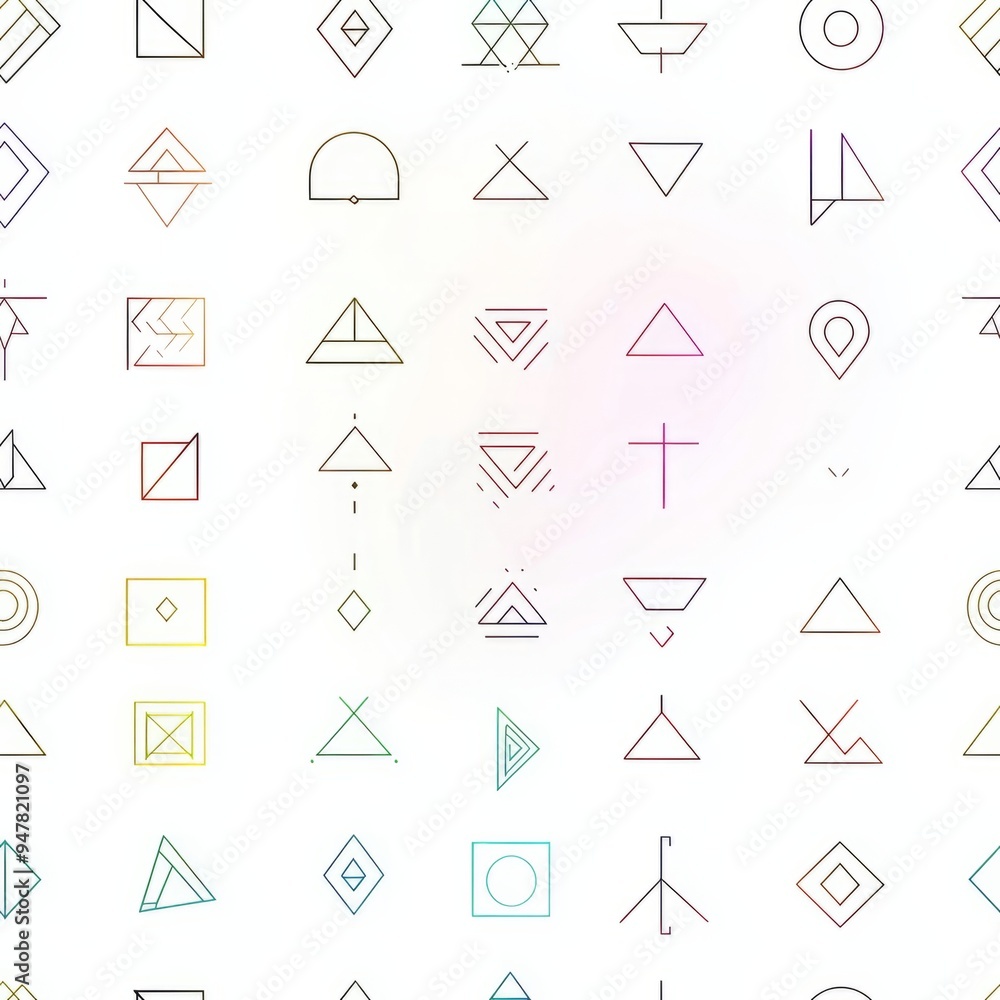 Seamless pattern of geometric symbols with subtle gradients Seamless pattern of geometric symbols with subtle gradients