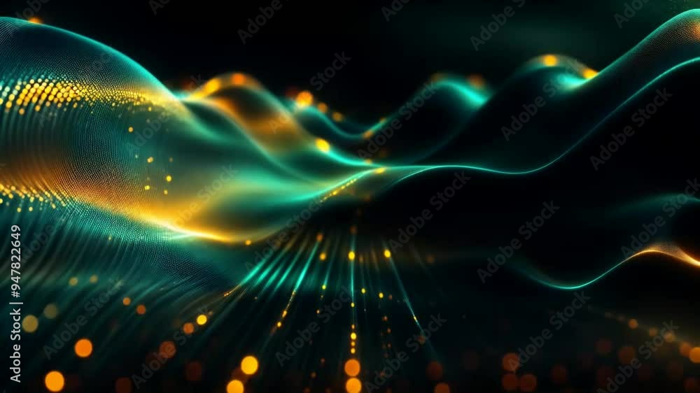 custom made wallpaper toronto digitalabstract neon green backdrop with dynamic digital data streams, 3D futuristic wavy space can be used for communication technology, internet network, data transfer, ai. loop animation. seamless footage