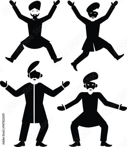 Sufi Dancers Flat Black Silhouette Vector Art Bundle