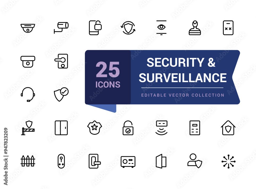 Security and surveillance icon set. Related to web security, safety, password, data protection. Pixel perfect, minimalistic web and UI icon. Outline icon collections. Security and surveillance icon set. Related to web security, safety, password, data protection. Pixel perfect, minimalistic web and UI icon. Outline icon collections.
