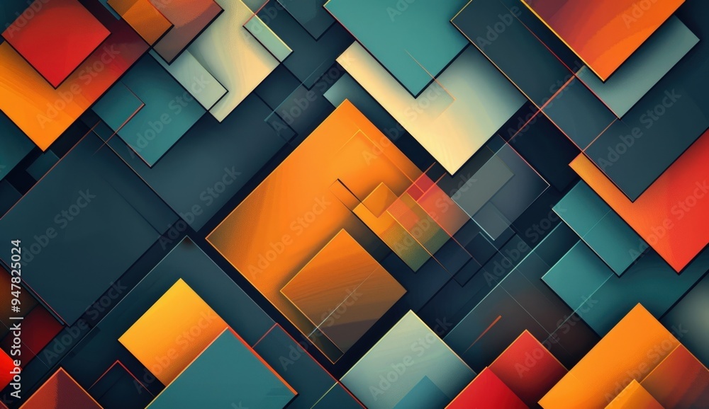 Abstract Geometric Pattern with Overlapping Squares