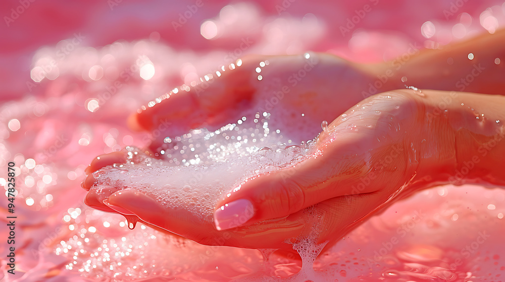 Fototapeta premium Hands holding water in their hands