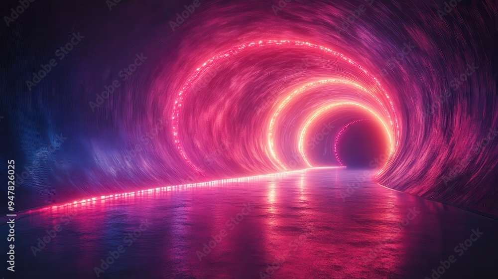3d render abstract neon backgroun3d fluorescent torus glowing in the dark room with floor reflection virtual object fantastic panoramic wallpaper digital data transfer energy 3d render abstract neon backgroun3d fluorescent torus glowing in the dark room with floor reflection virtual object fantastic panoramic wallpaper digital data transfer energy