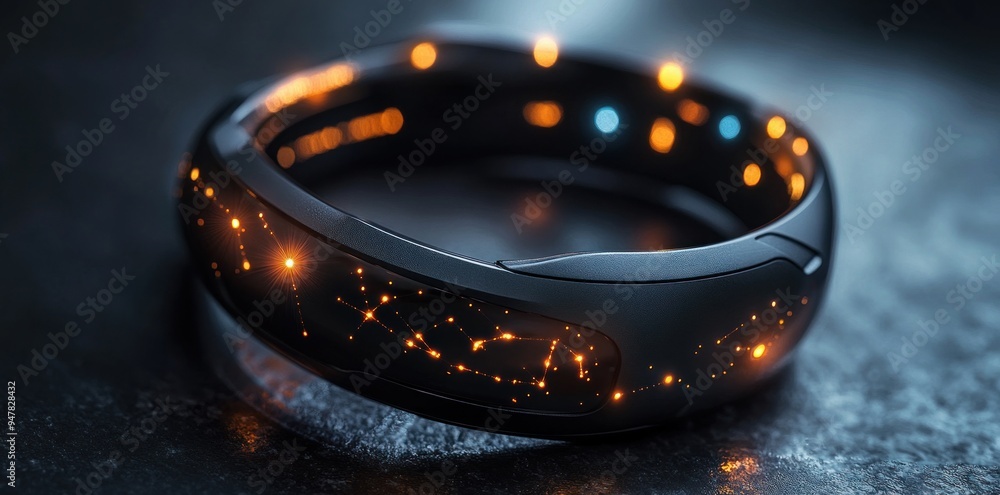 Black Ring with Glowing Orange Lights Black Ring with Glowing Orange Lights