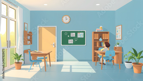 School at home can be funny isolated with white highlights, png photo