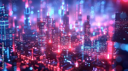 Futuristic Cyberpunk Cityscape with Neon Lights