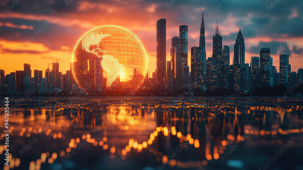 Fototapeta premium Commodity price dynamics and geopolitical factors, shaping raw material availability and global markets