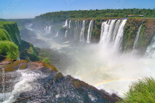 Iguazú Falls or Iguaçu Falls  waterfalls of the Iguazu River on the border of the Argentine and  Brazil photo