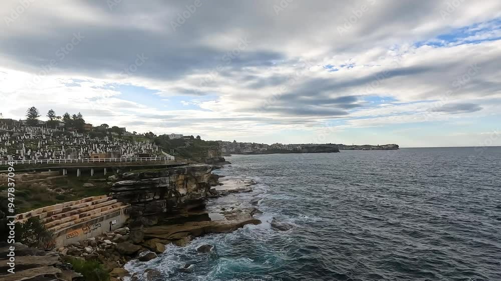 Tomb or Graveyard at Bondi to Coogee Coastal Walk in Sydney NSW Australia - Travel Nature Track Footage Tomb or Graveyard at Bondi to Coogee Coastal Walk in Sydney NSW Australia - Travel Nature Track Footage