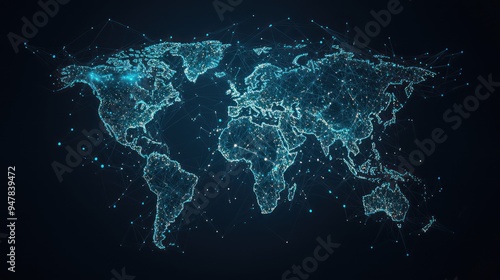 Wallpaper Mural Glowing Global Connectivity - Abstract Map with Ultra Detail and Transport Routes in Deep Blues and Greens, 32K Resolution,Generative AI Torontodigital.ca