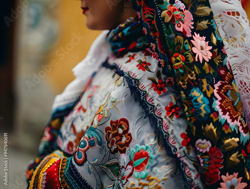 A figure in religious garments standing in a peaceful setting, surrounded by trees and flowers.