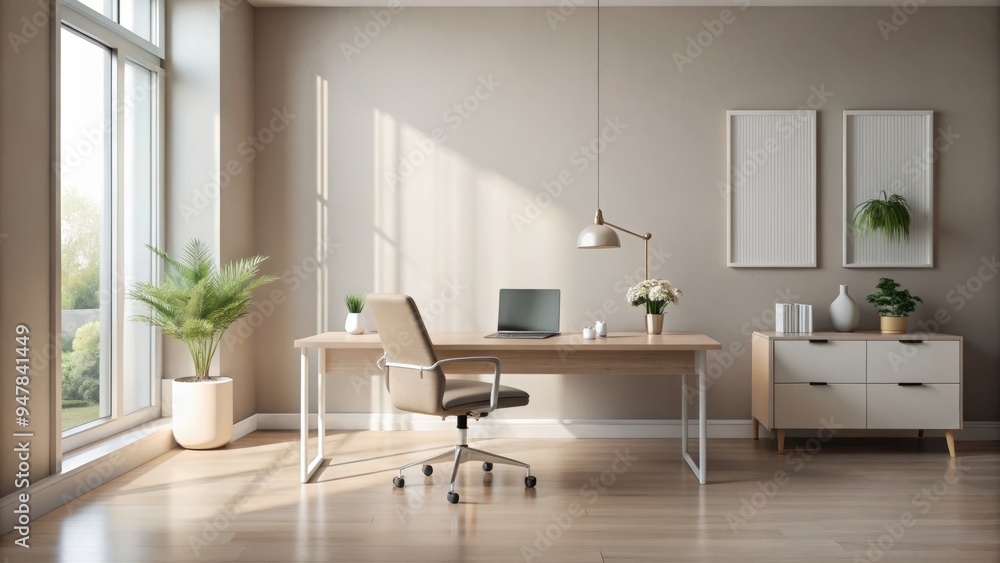 Minimalist Morning Office Scene Dawn Breakthrough luminous Moody Pastel Hues Empty Space Modern Simple Furniture Understated Elegance Soft Focus Shallow Depth Selective Blurred Background Clean Desk Minimalist Morning Office Scene Dawn Breakthrough luminous Moody Pastel Hues Empty Space Modern Simple Furniture Understated Elegance Soft Focus Shallow Depth Selective Blurred Background Clean Desk
