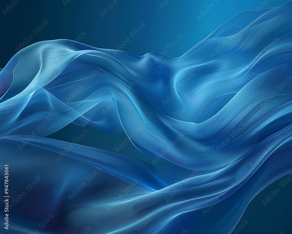 Obraz premium Azure blue abstract background with flowing waves and subtle textures, conveying depth and calmness.